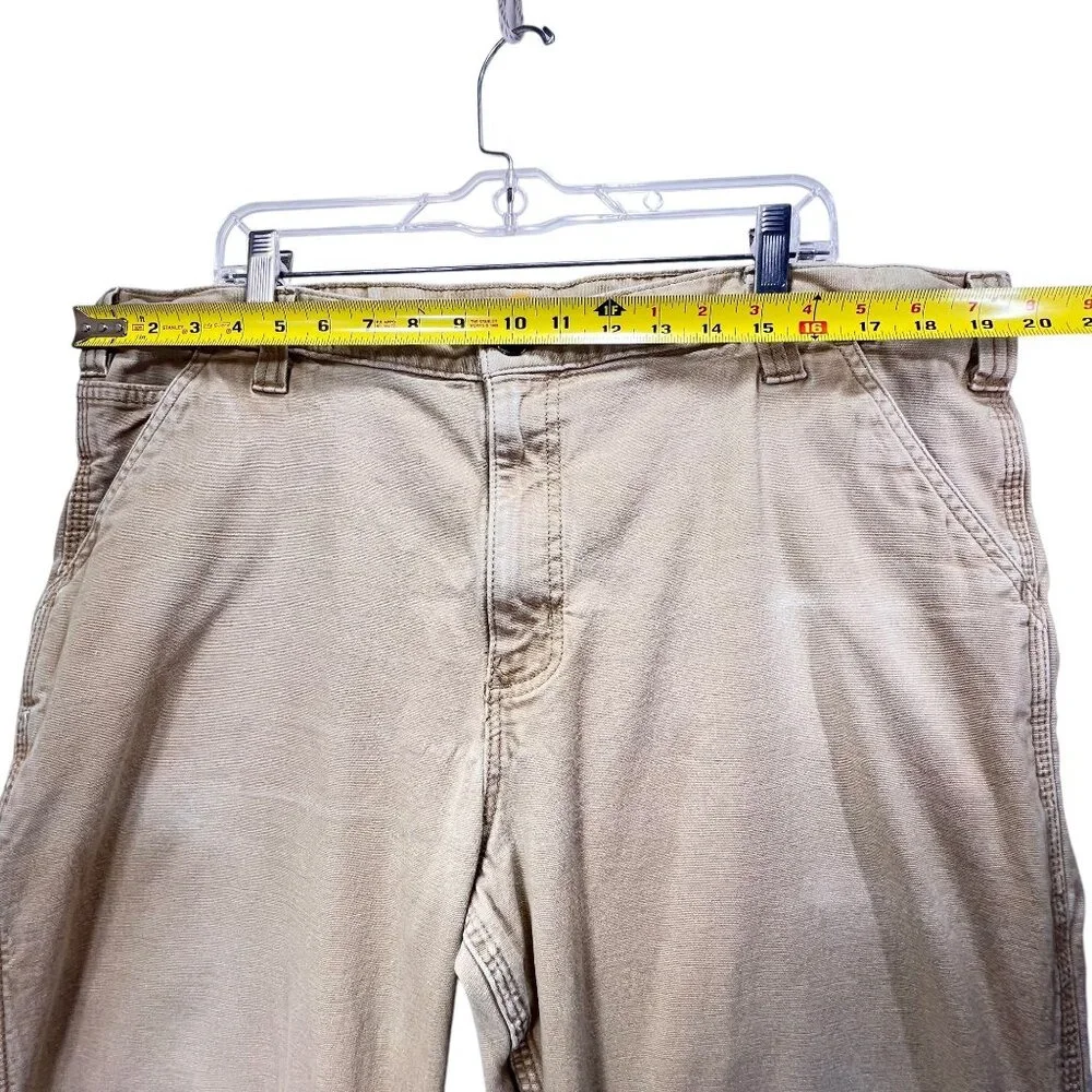 Carhartt Beige Relaxed Fit Canvas Pants Carpenter Cargo Pockets 40x30 RN 14806 - Picture 10 of 16